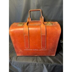 Antique Black Leather Salesman Sample Case Traveling Display Briefcase